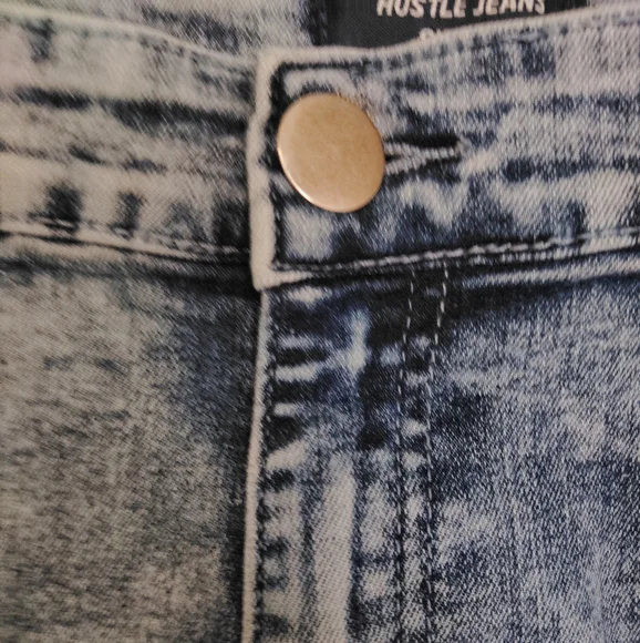 Hustle Skinny Super Stretch Distressed Denim Jeans Sz 34 - Picture 5 of 9